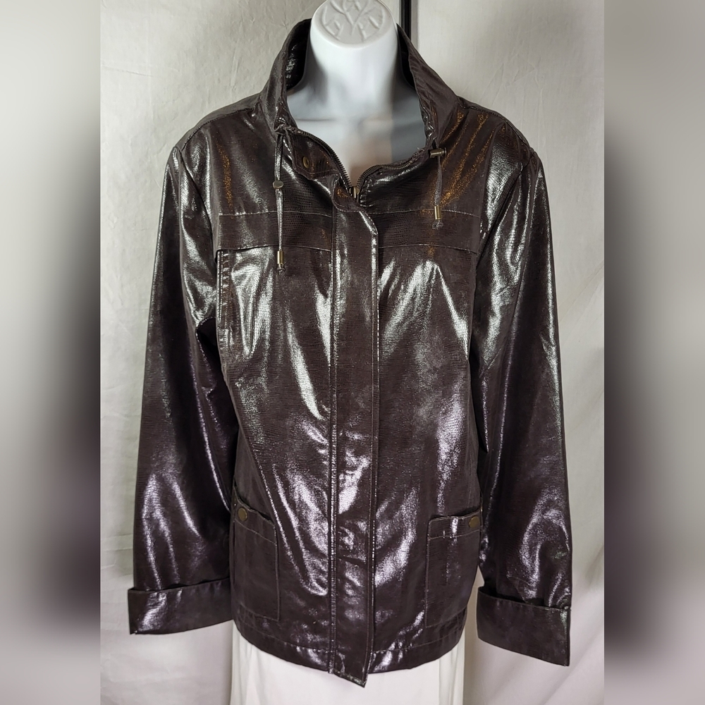 ZENERGY by CHICO'S Dark Brown Smooth Reptile Jacket - Size 3 or Size XL